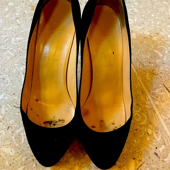 Christian Louboutin Shoes - Christian Louboutin black suede heels rounded toe